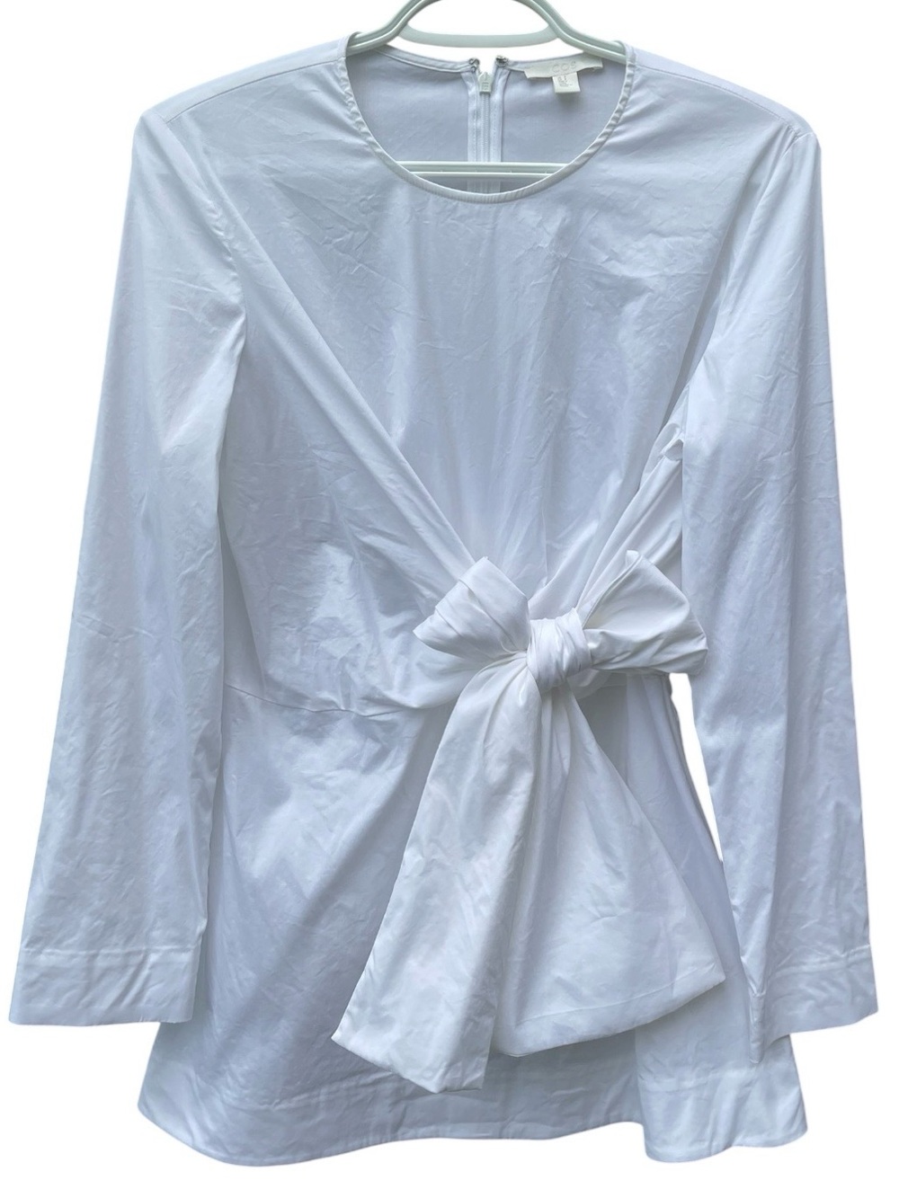 COS Long Sleeve Tie-Front Blouse White Small NWT